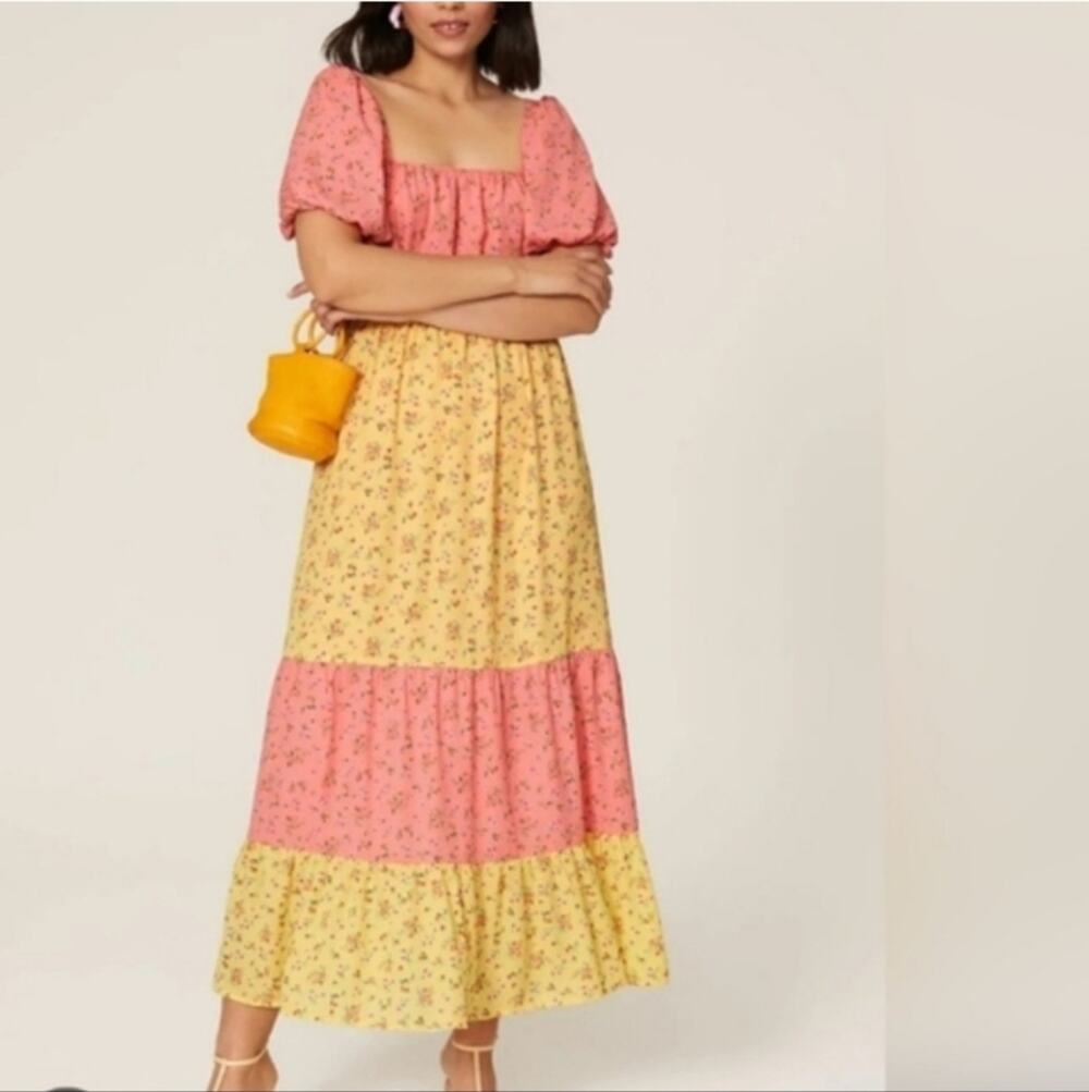 Color Me Courtney “Cece” Floral Puff Sleeve Tiered Maxi Dress | Size 2